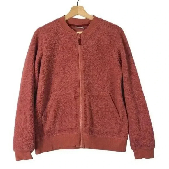 Columbia Feeling Frosty Rust Orange Sherpa Fleece Zip Jacket M - Picture 1 of 3